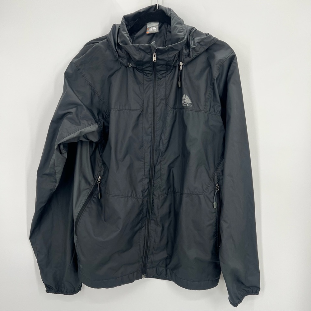 Vintage ACG Nike Black Zip Up Jacket Waterproof Hooded Water Resistant Fit Storm